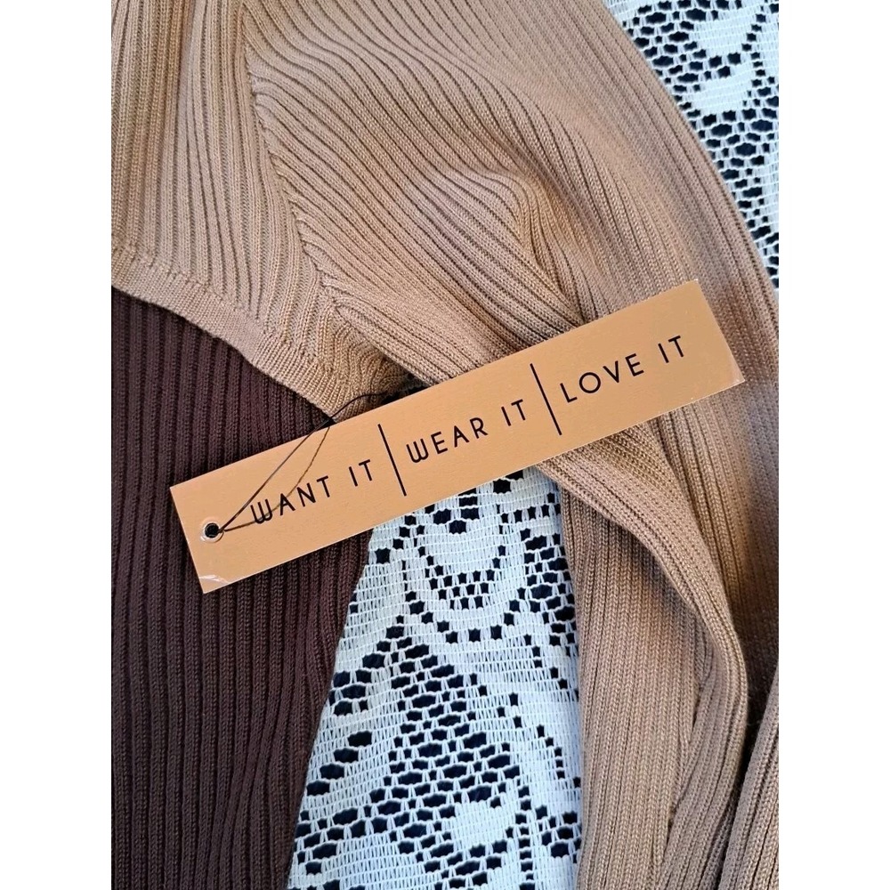 ALMOST FAMOUS Sweater Dress Womens XL Brown Color Block Long Sleeve Midi NWT - Picture 4 of 11